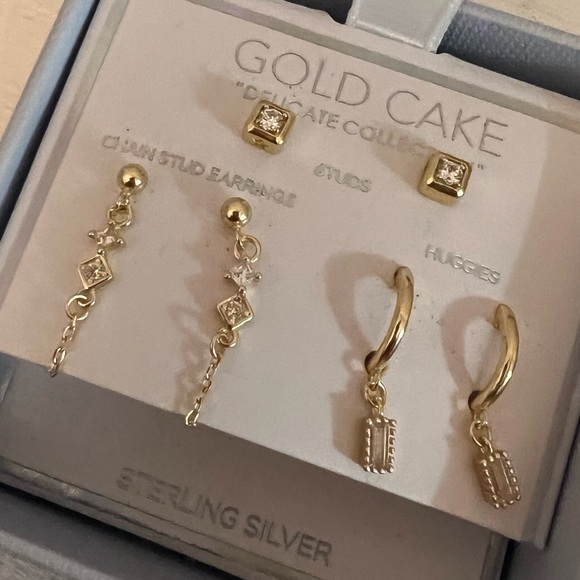 Gold Cake Delicate Collection Three Earring Set - Picture 3 of 3
